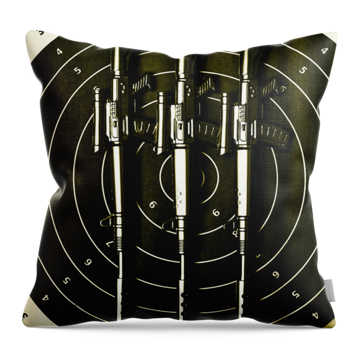 Army Throw Pillow featuring the photograph Marines and militia range by Jorgo Photography