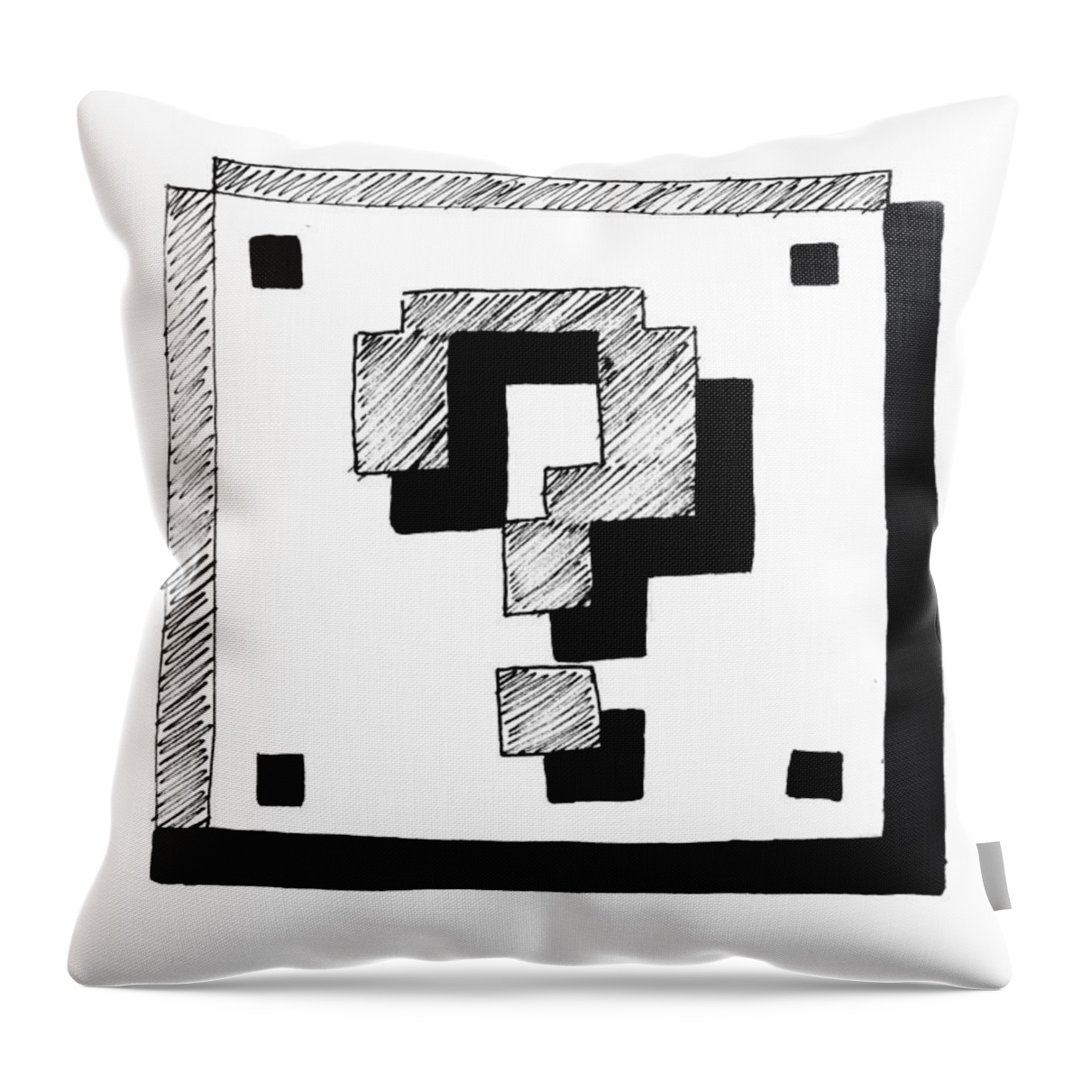 Super Throw Pillow featuring the drawing Mario Block by Kayleigh Semeniuk