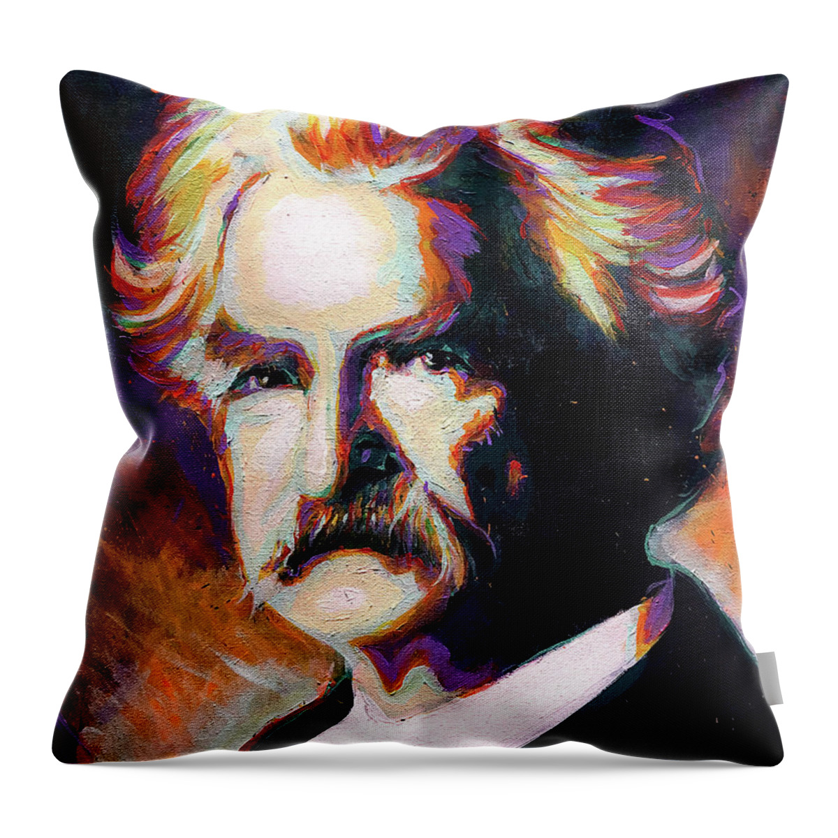 Mark Twain Throw Pillow featuring the painting Mark Twain by Steve Gamba