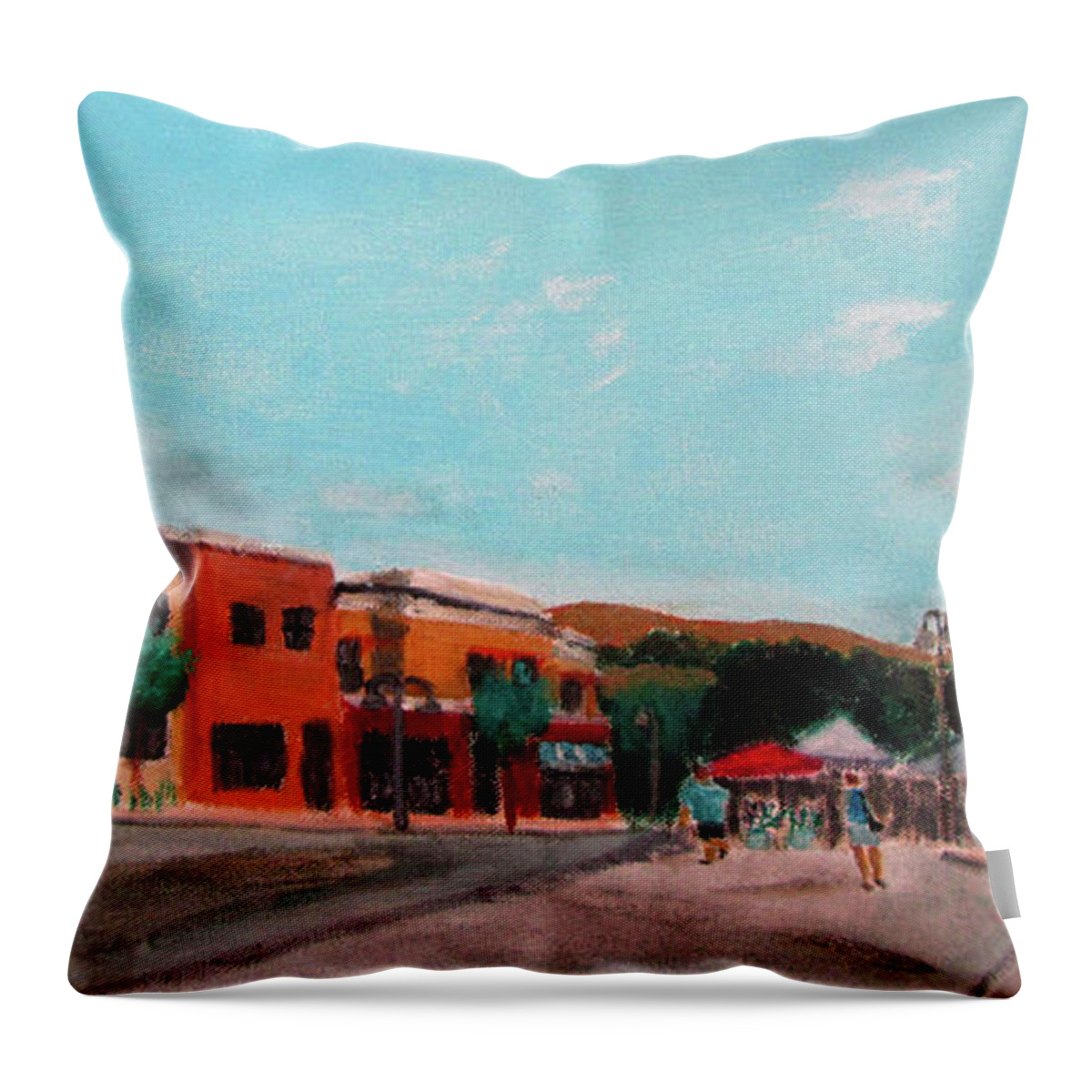 Farmers Market Throw Pillow featuring the painting Market Day by Linda Feinberg