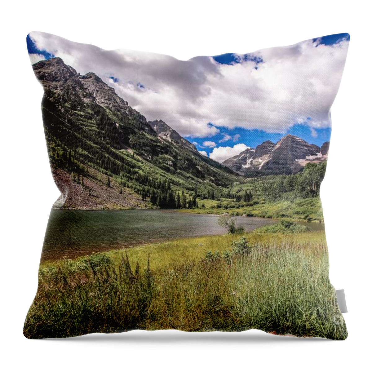 Maroon Bells Throw Pillow featuring the photograph Maroon Bells Image Six by Veronica Batterson