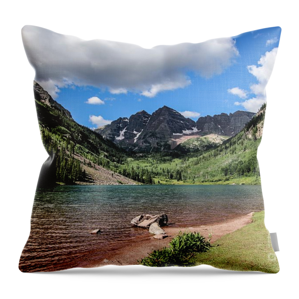 Maroon Bells Throw Pillow featuring the photograph Maroon Bells Image Two by Veronica Batterson
