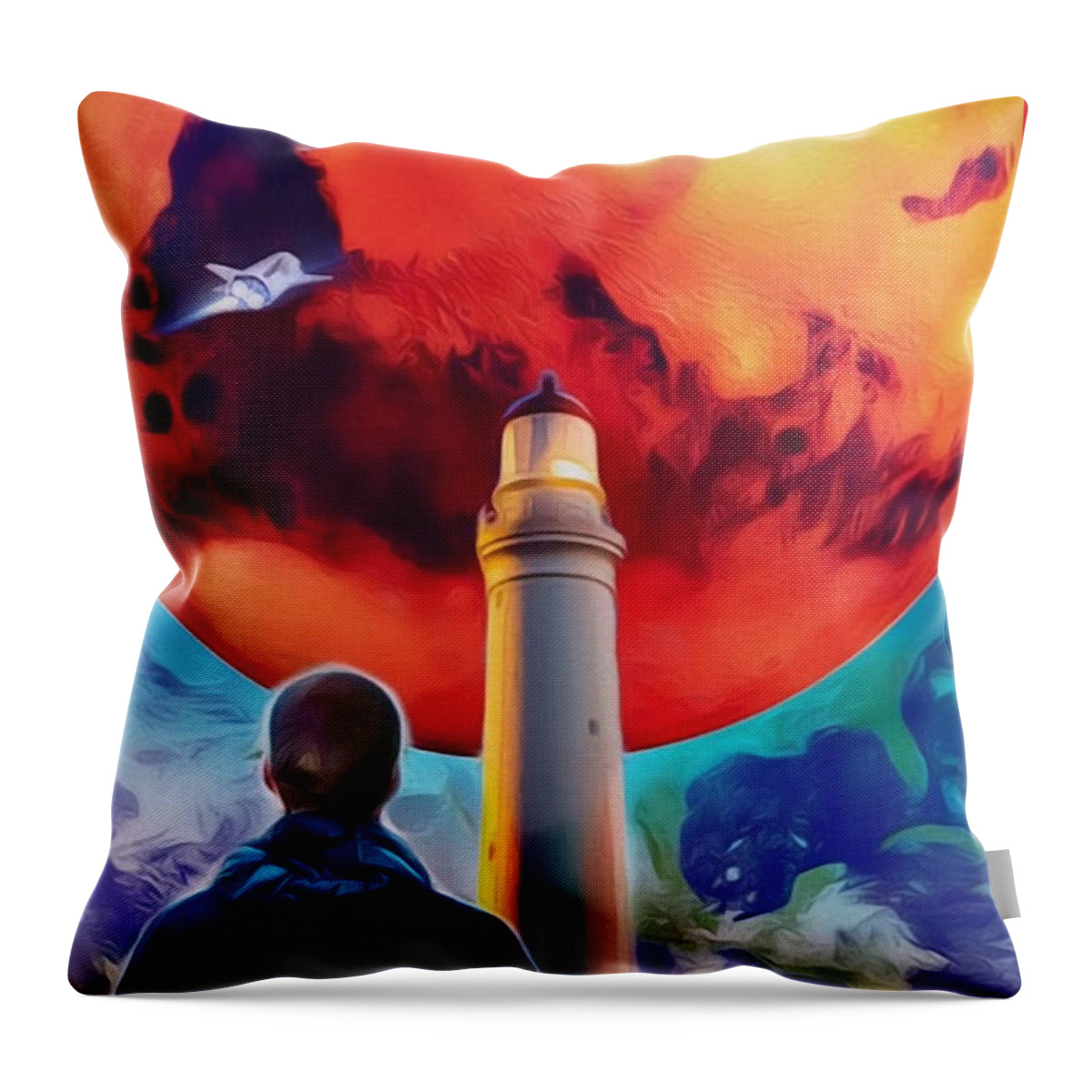 Painting Throw Pillow featuring the painting Mars Dreamer by Ted Azriel