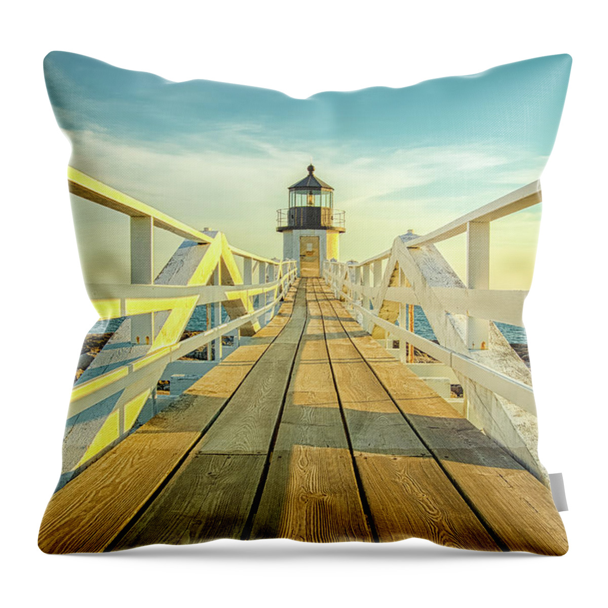 Maine Throw Pillow featuring the photograph Marshall Point Light by Brian Caldwell