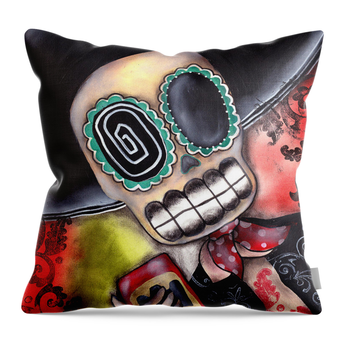 Mariachi Throw Pillow featuring the painting Martin Mariachi by Abril Andrade