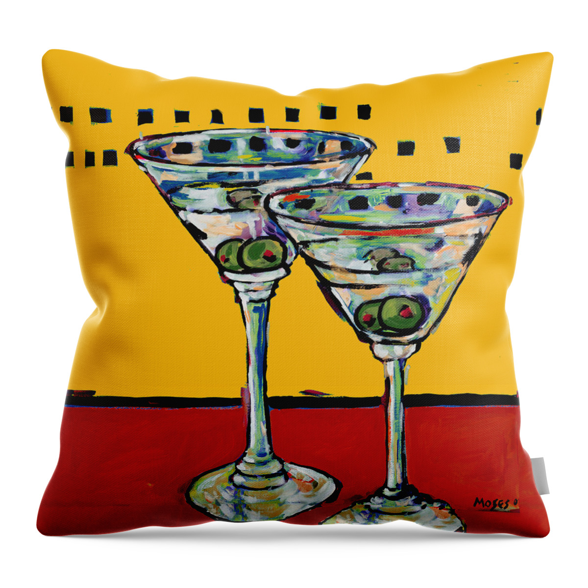 Martini Throw Pillow featuring the painting Martini on Yellow by Dale Moses