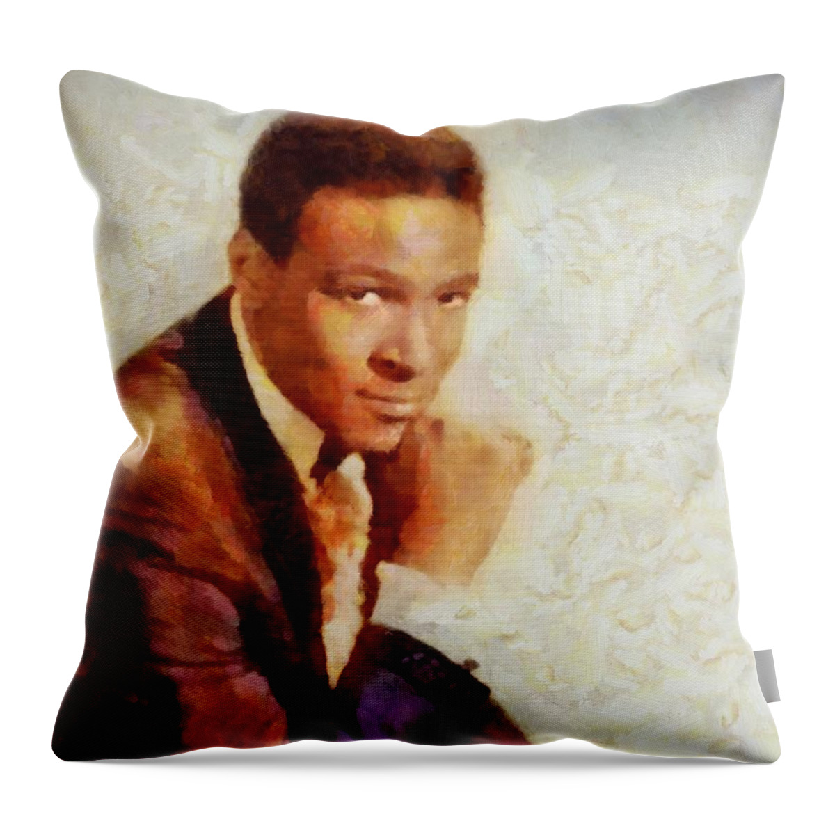 Hollywood Throw Pillow featuring the painting Marvin Gaye, Music Legend by Esoterica Art Agency