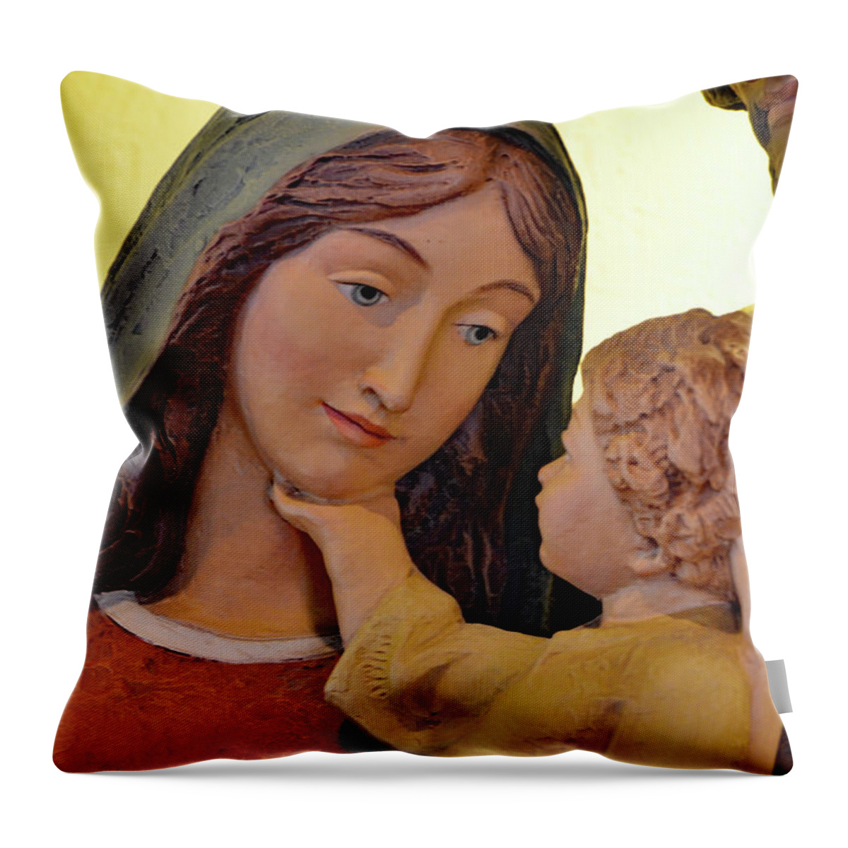 Holy Family Throw Pillow featuring the photograph Mary and Baby Jesus by Debby Pueschel