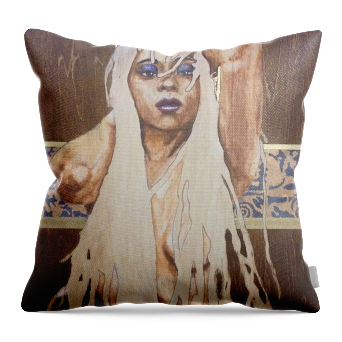 Watercolor Throw Pillow featuring the painting Mary Mary by Edmund Royster