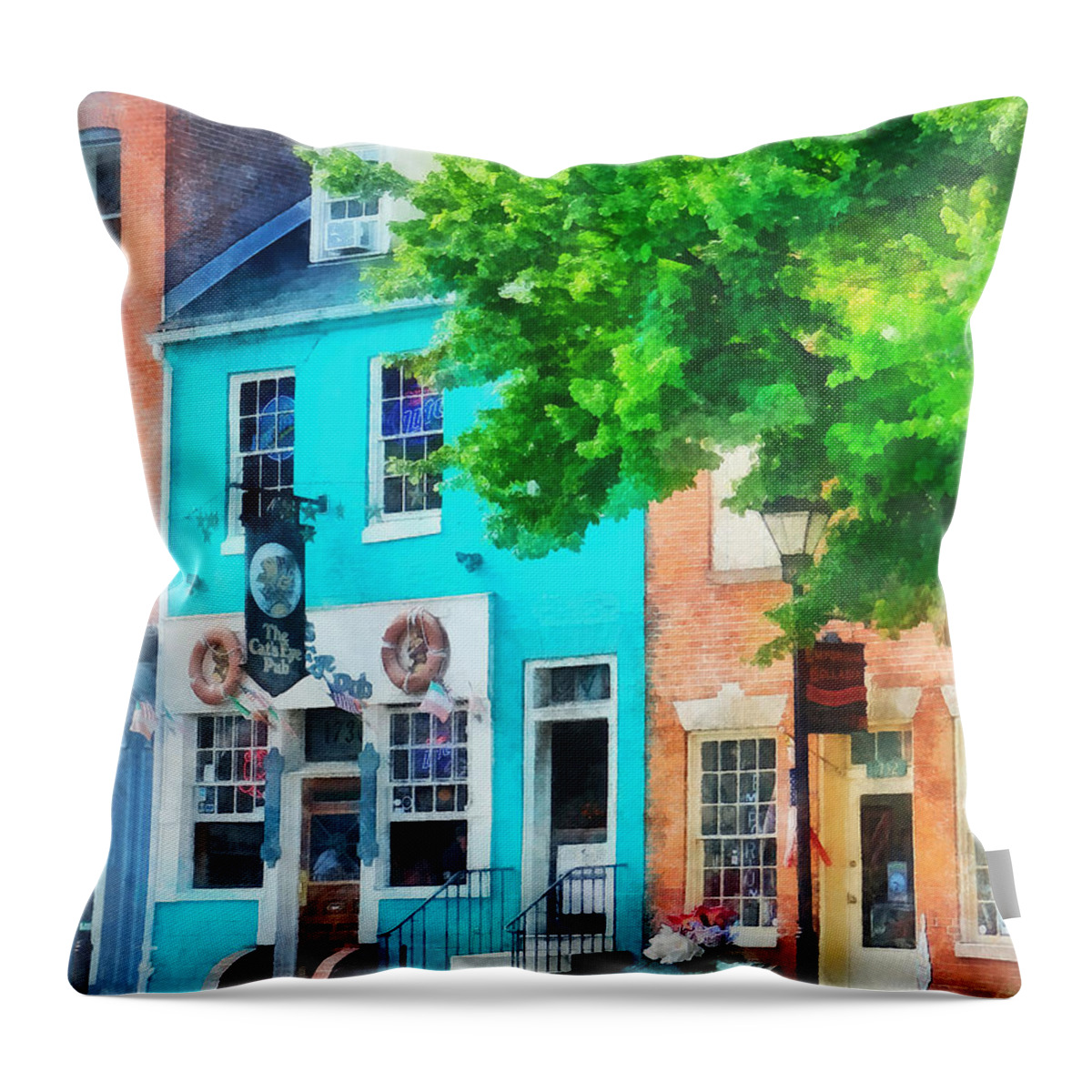Pub Throw Pillow featuring the photograph Maryland - Neighborhood Pub Fells Point MD by Susan Savad