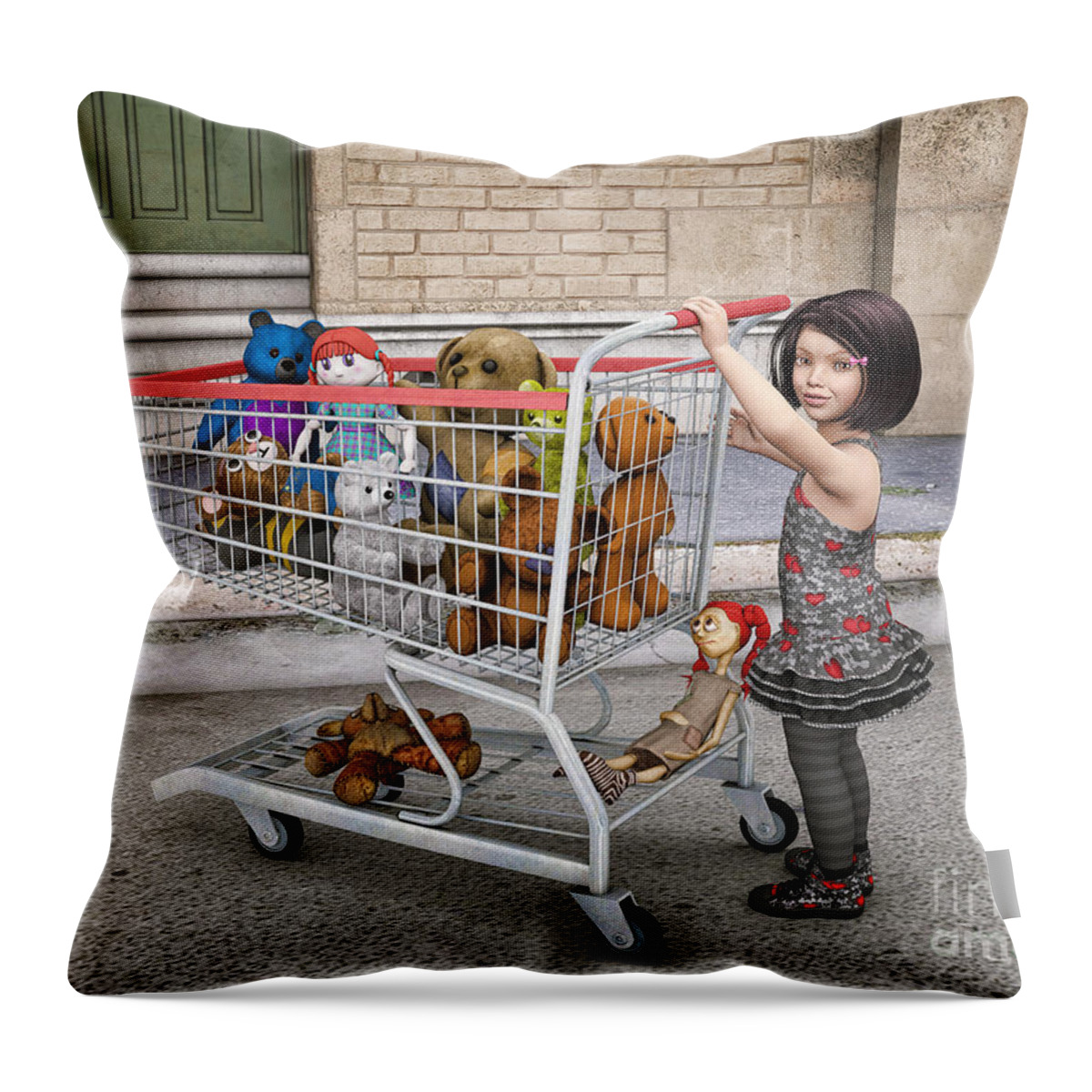 3d Throw Pillow featuring the digital art Mary's Purchase by Jutta Maria Pusl