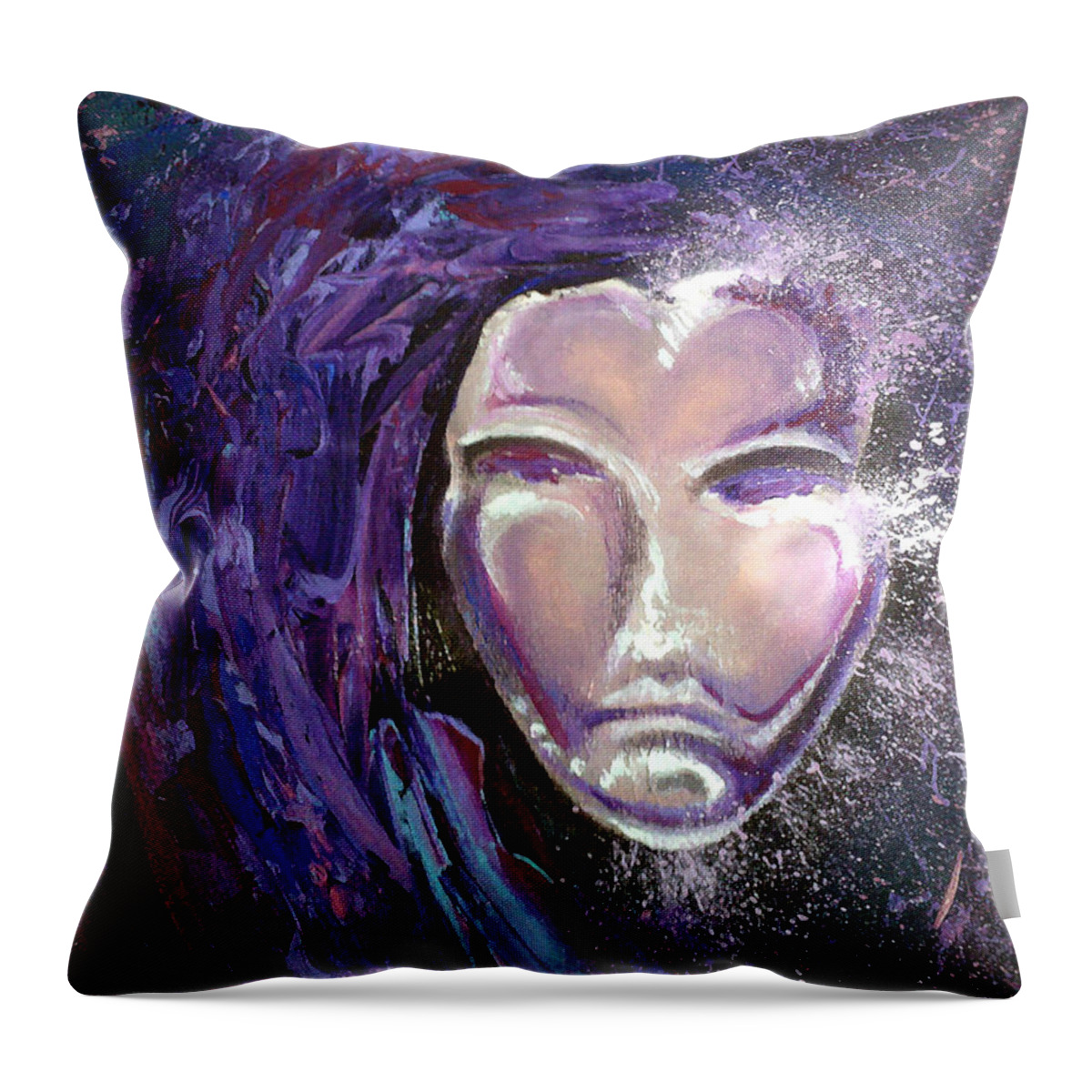 Mardi Gras Throw Pillow featuring the painting Mask by Kevin Middleton