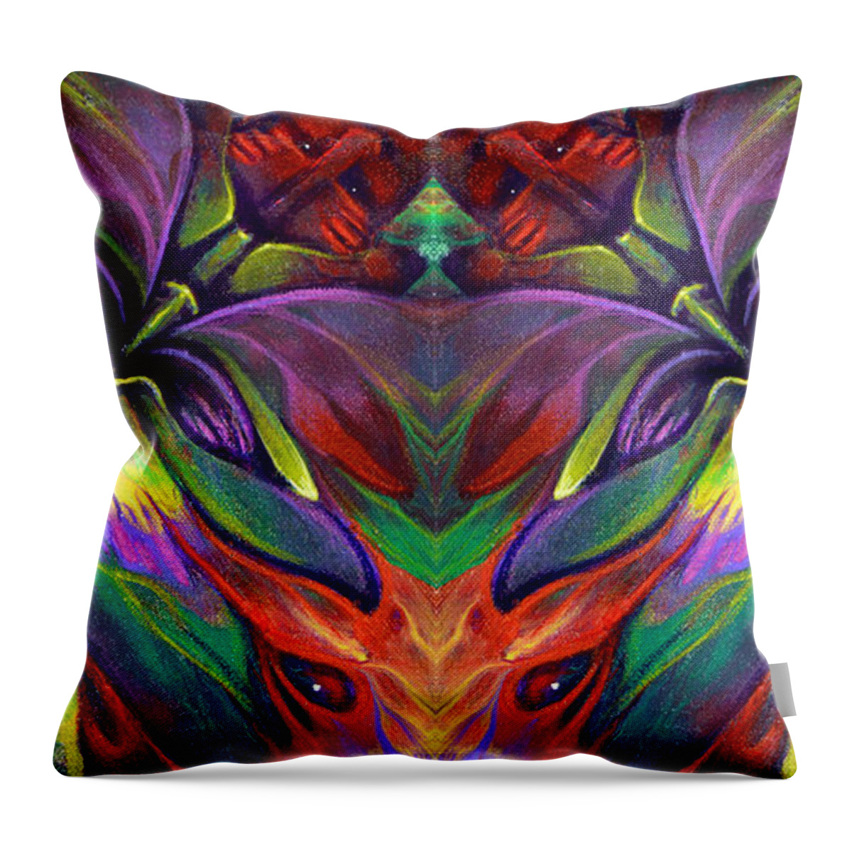 Rorshach Throw Pillow featuring the painting Masqparade Tapestry 7A by Ricardo Chavez-Mendez