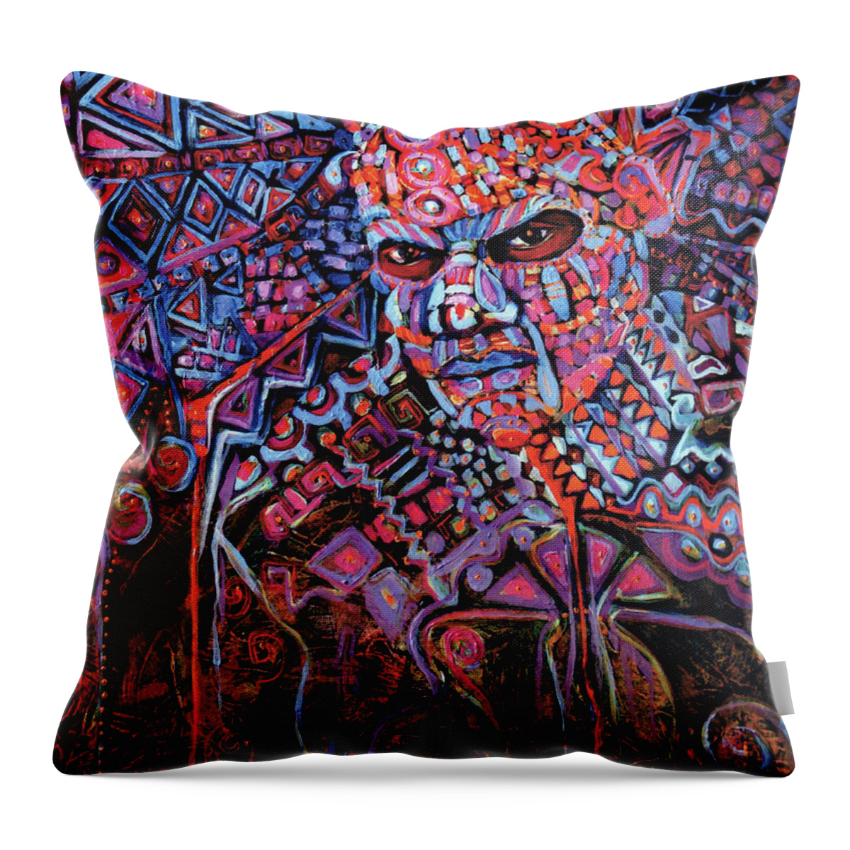 Mask Throw Pillow featuring the painting Masque Number 5 by Cora Marshall