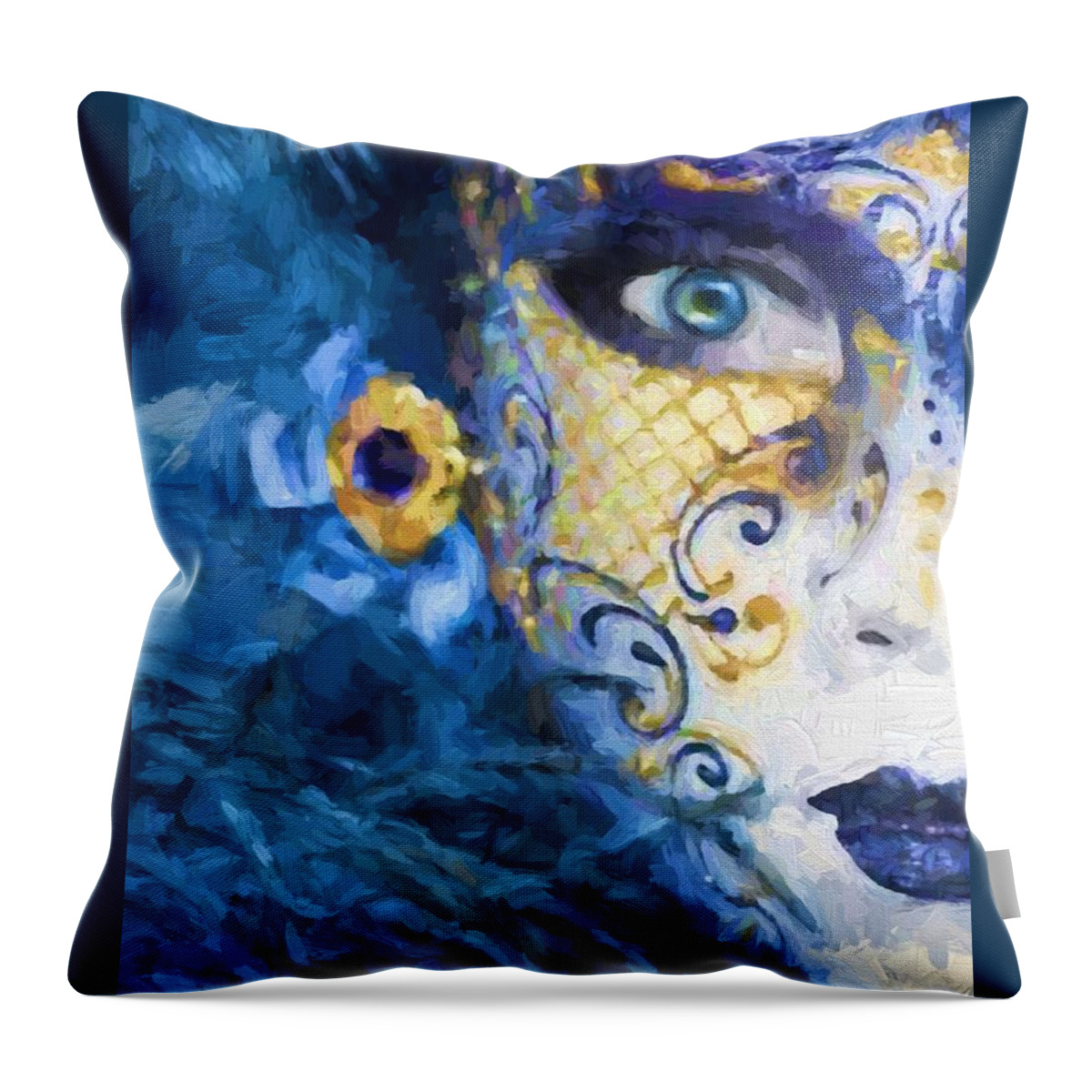 Mask Throw Pillow featuring the digital art Masquerade I by Charmaine Zoe