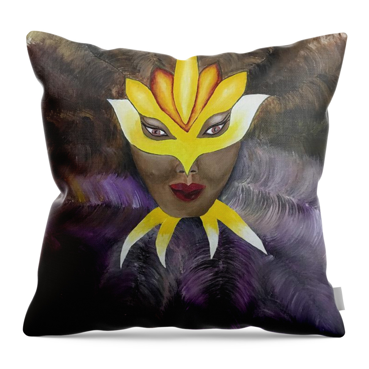  Throw Pillow featuring the painting Masquerade by Pamela Henry