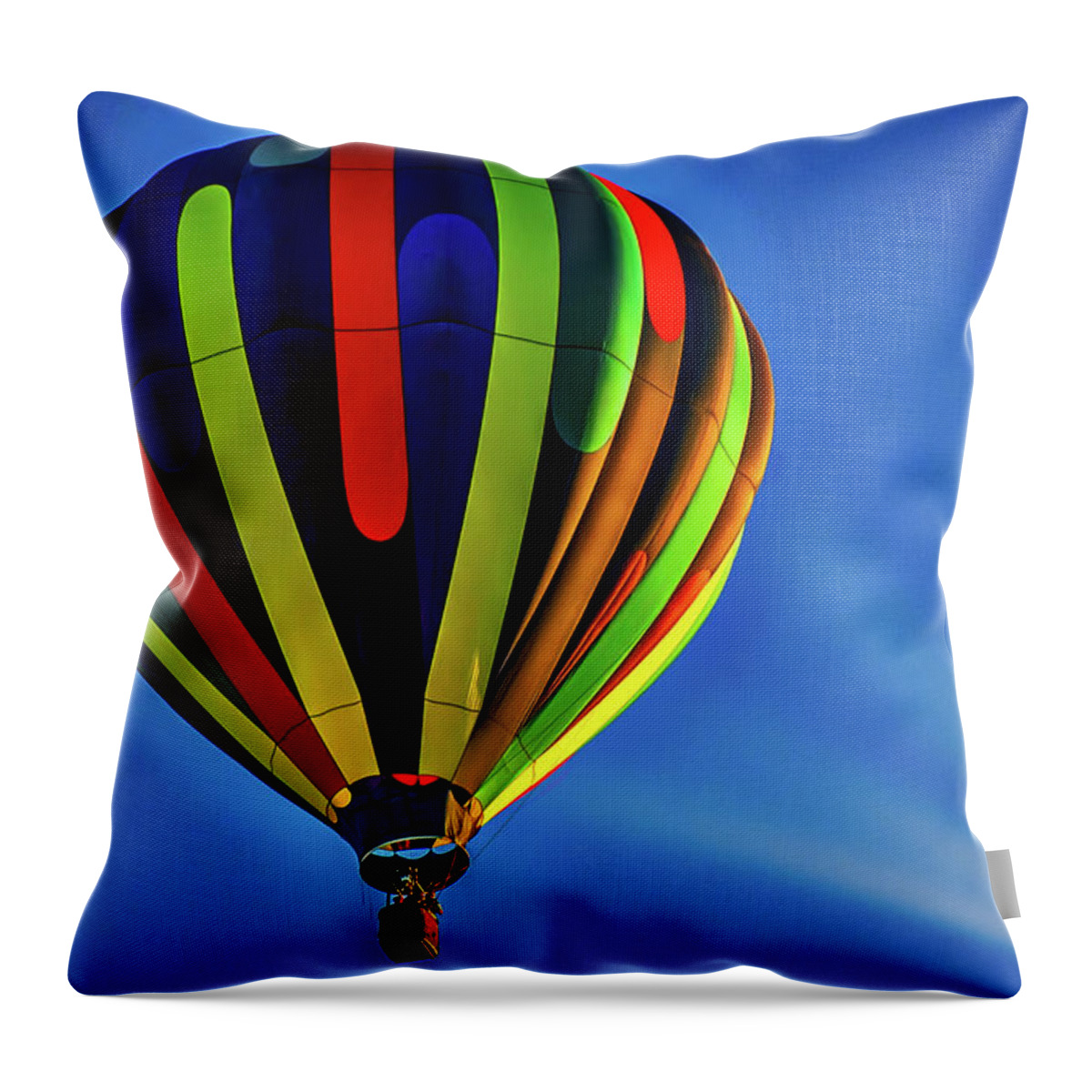 Albuquerque International Balloon Fiesta Throw Pillow featuring the photograph Mass Ascension of Balloons 7 by Donald Pash
