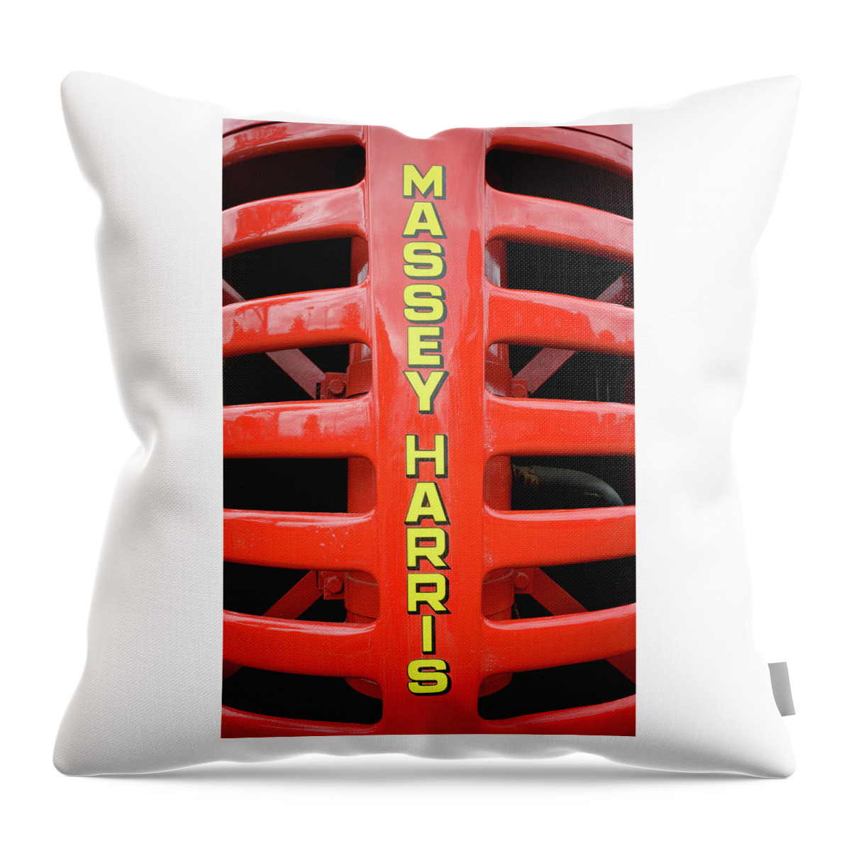 Red Tractor Throw Pillow featuring the photograph Massey Harris Red Tractor Rib Cage by Luke Moore