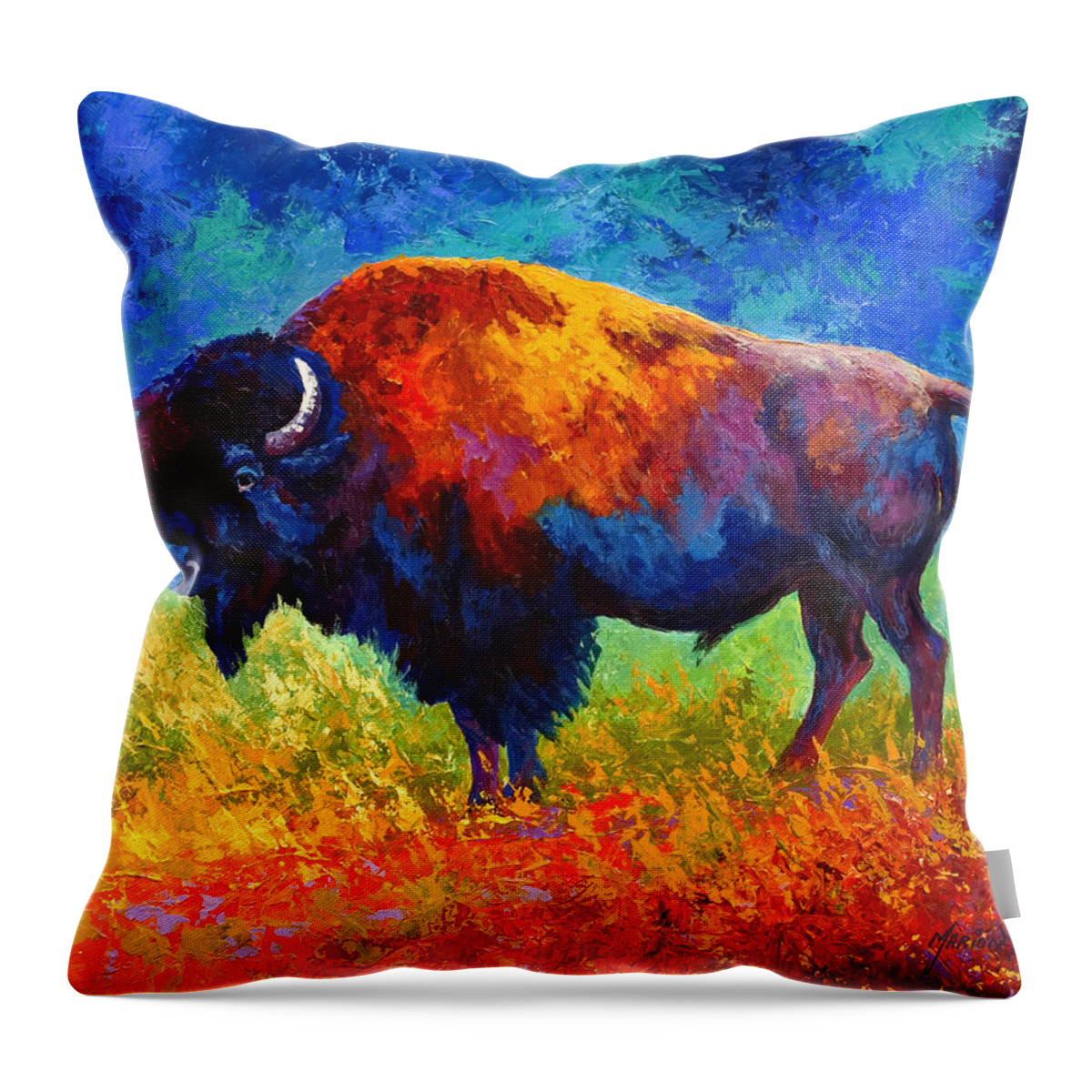 Wildlife Throw Pillow featuring the painting Master Of His Herd by Marion Rose
