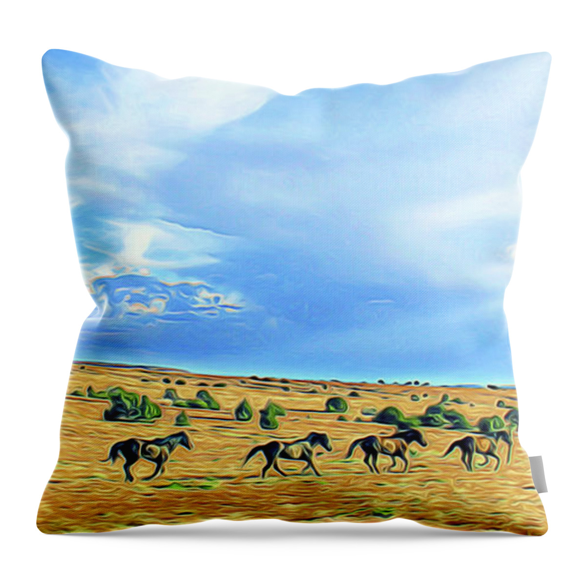 Nature Throw Pillow featuring the digital art Masters Of The Range by William Horden