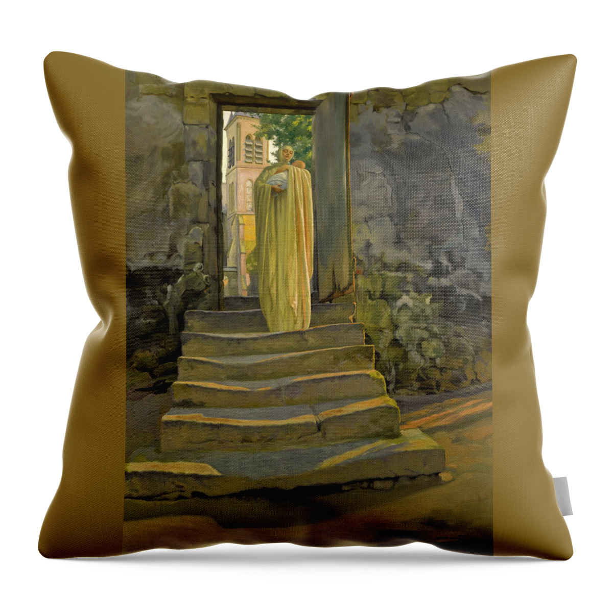Carlos Schwabe Throw Pillow featuring the painting Maternity by Carlos Schwabe