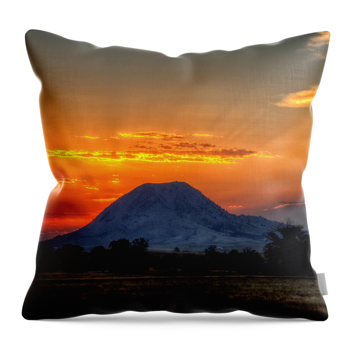 Landscape Throw Pillow featuring the photograph Mato Paha, the Sacred Mountain by Fiskr Larsen