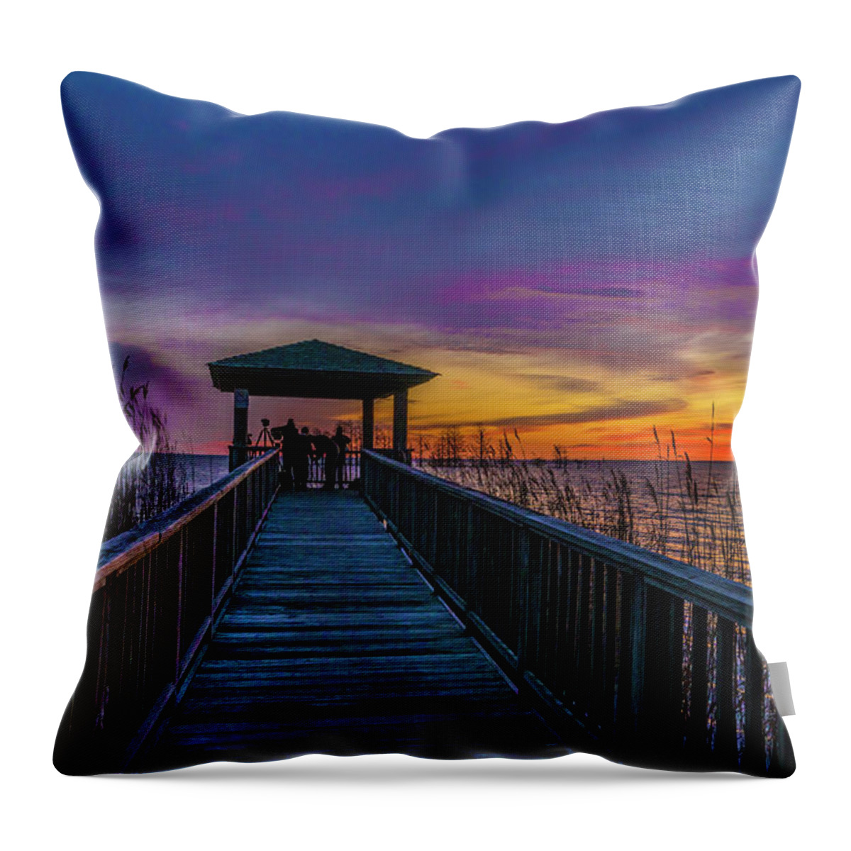 Sunrise Throw Pillow featuring the photograph Mattamuskeet Lake by Donald Brown