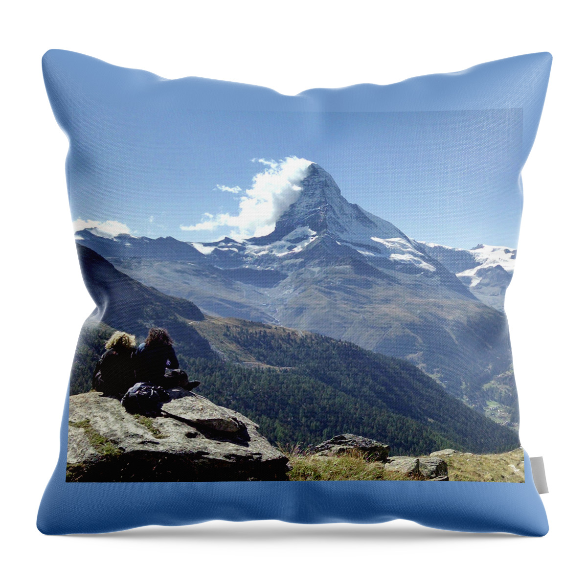 Zermatt Throw Pillow featuring the photograph Matterhorn of Zermatt by George Harth