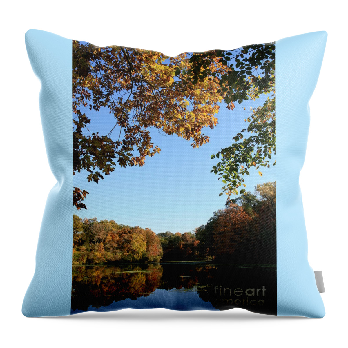 Matthiessen Lake Throw Pillow featuring the photograph Matthiessen Lake in Autumn by Paula Guttilla