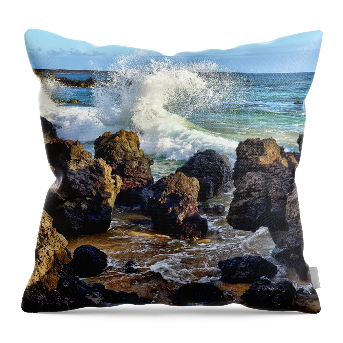 Maui Throw Pillow featuring the photograph Maui Wave Crash by Eddie Yerkish