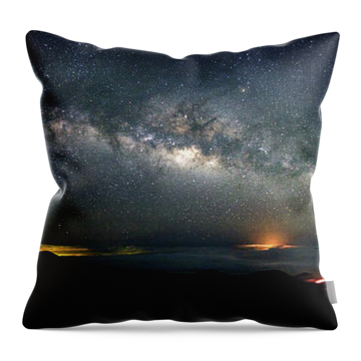 Milky Way Throw Pillow featuring the photograph Mauna Kea Milky Way Panorama by Christopher Johnson
