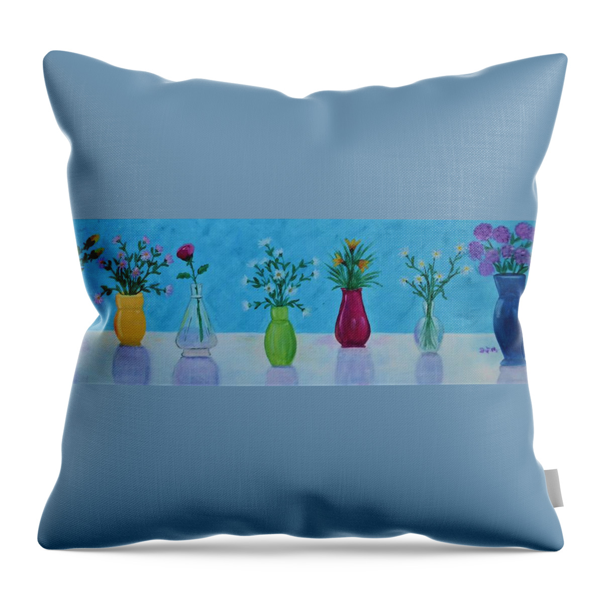 Flowers Throw Pillow featuring the painting May Flowers by Nancy Sisco
