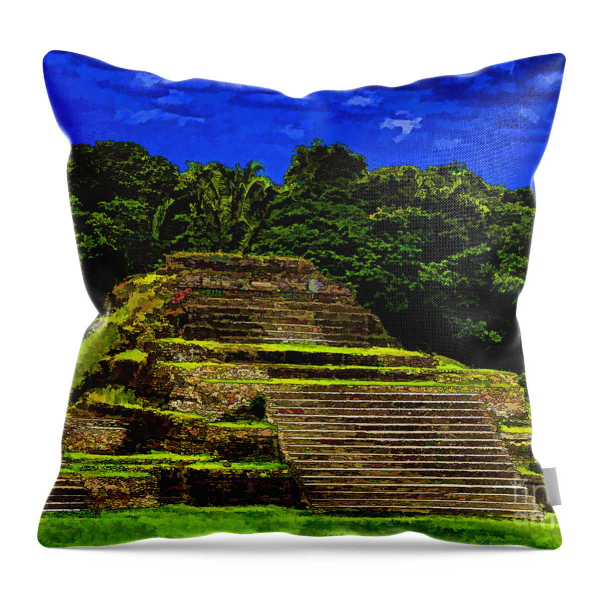 Photo Art Throw Pillow featuring the photograph Mayan Temple by Ken Frischkorn