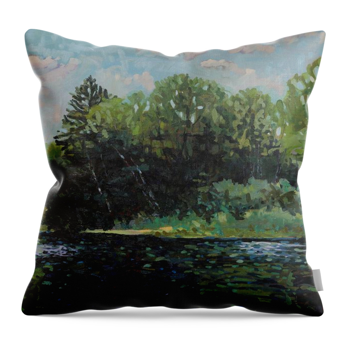 592 Throw Pillow featuring the painting McCrae Portage by Phil Chadwick
