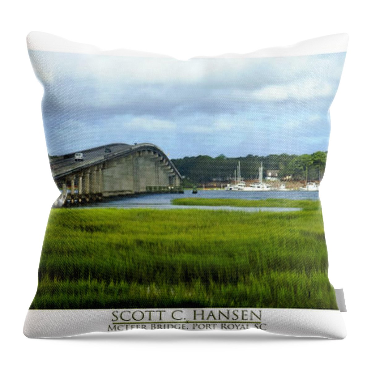 Beaufort Throw Pillow featuring the photograph McTeer Bridge by Scott Hansen