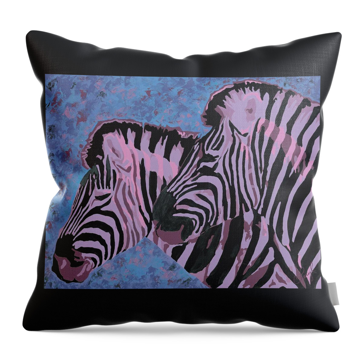 Zebra Throw Pillow featuring the painting Me And My gal by Cheryl Bowman