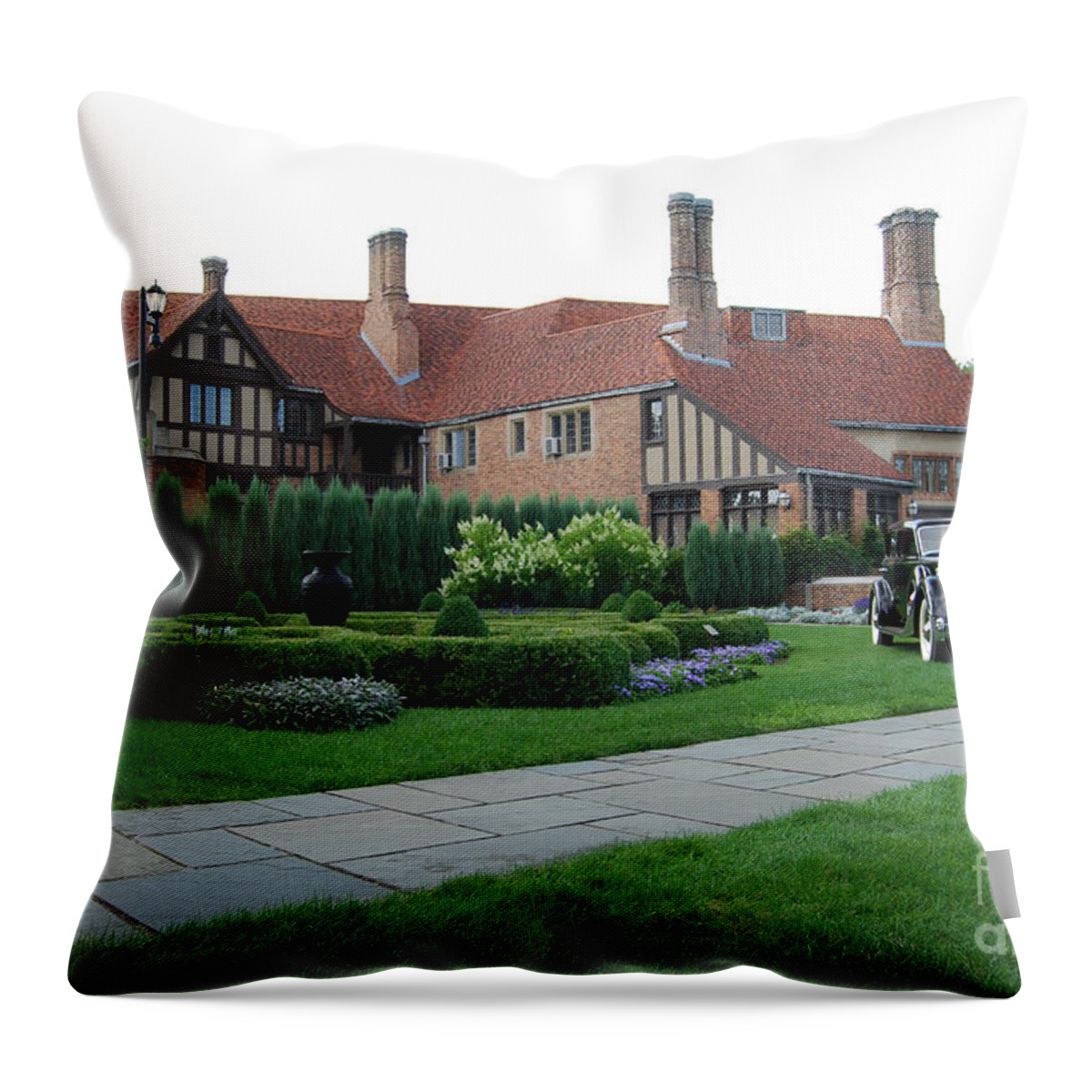 Concours D'elegance Throw Pillow featuring the photograph Meadowbrook Hall by Grace Grogan