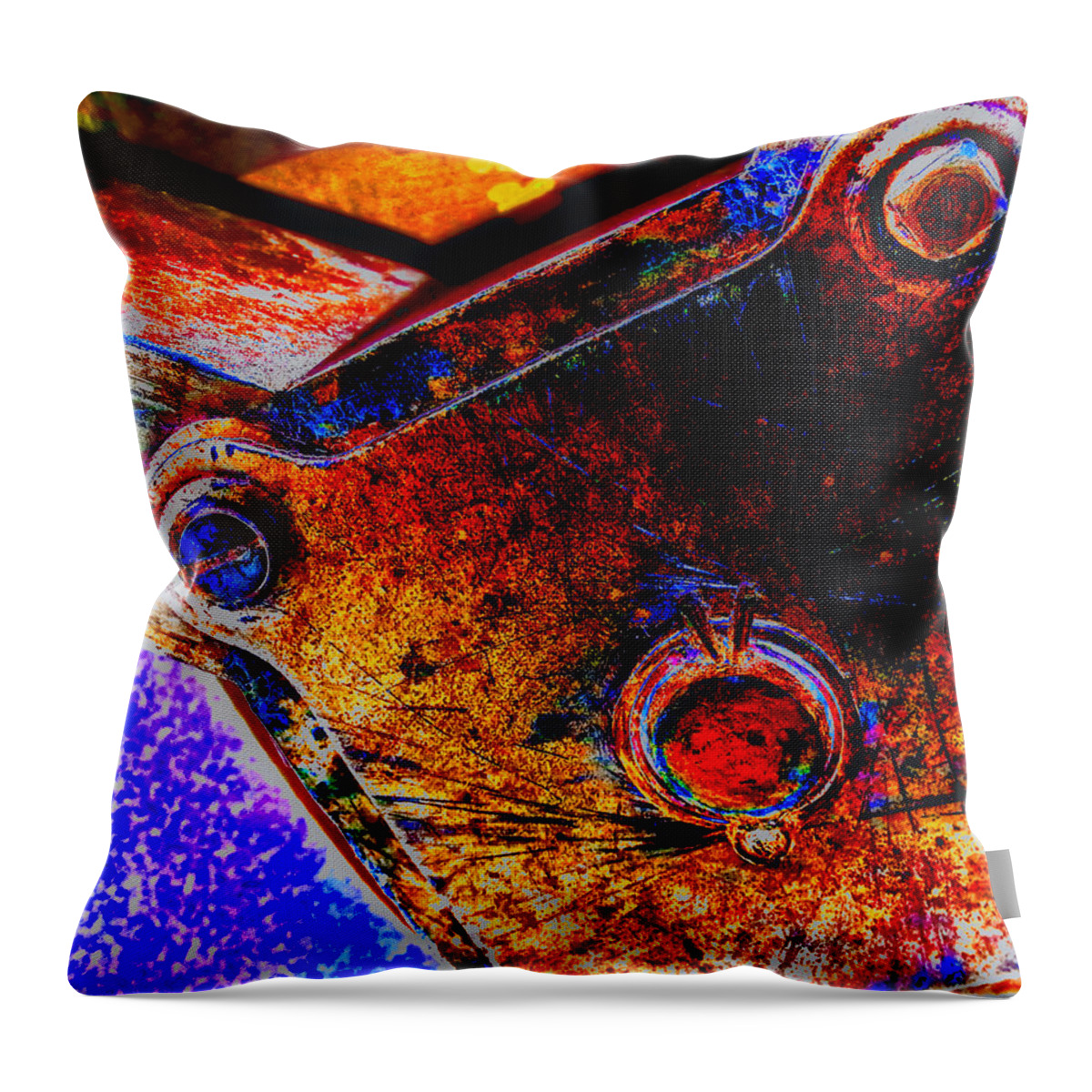 Cat Throw Pillow featuring the photograph Mechanical Cat Face #4 by James Stoshak