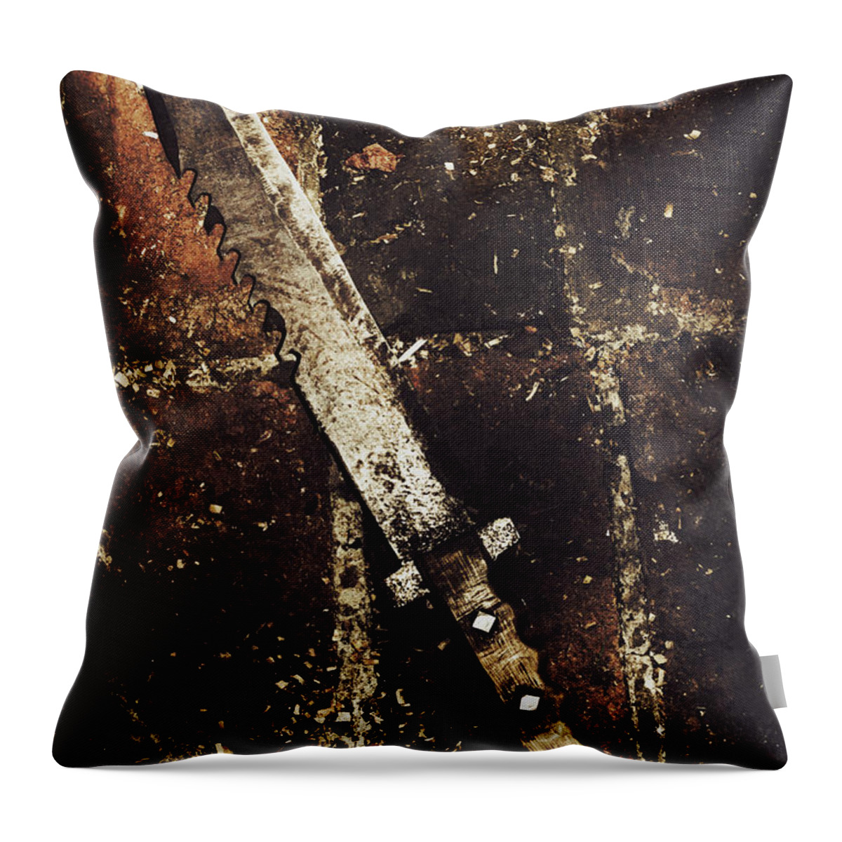 Medieval Throw Pillow featuring the photograph Medieval blacksmith sword by Jorgo Photography