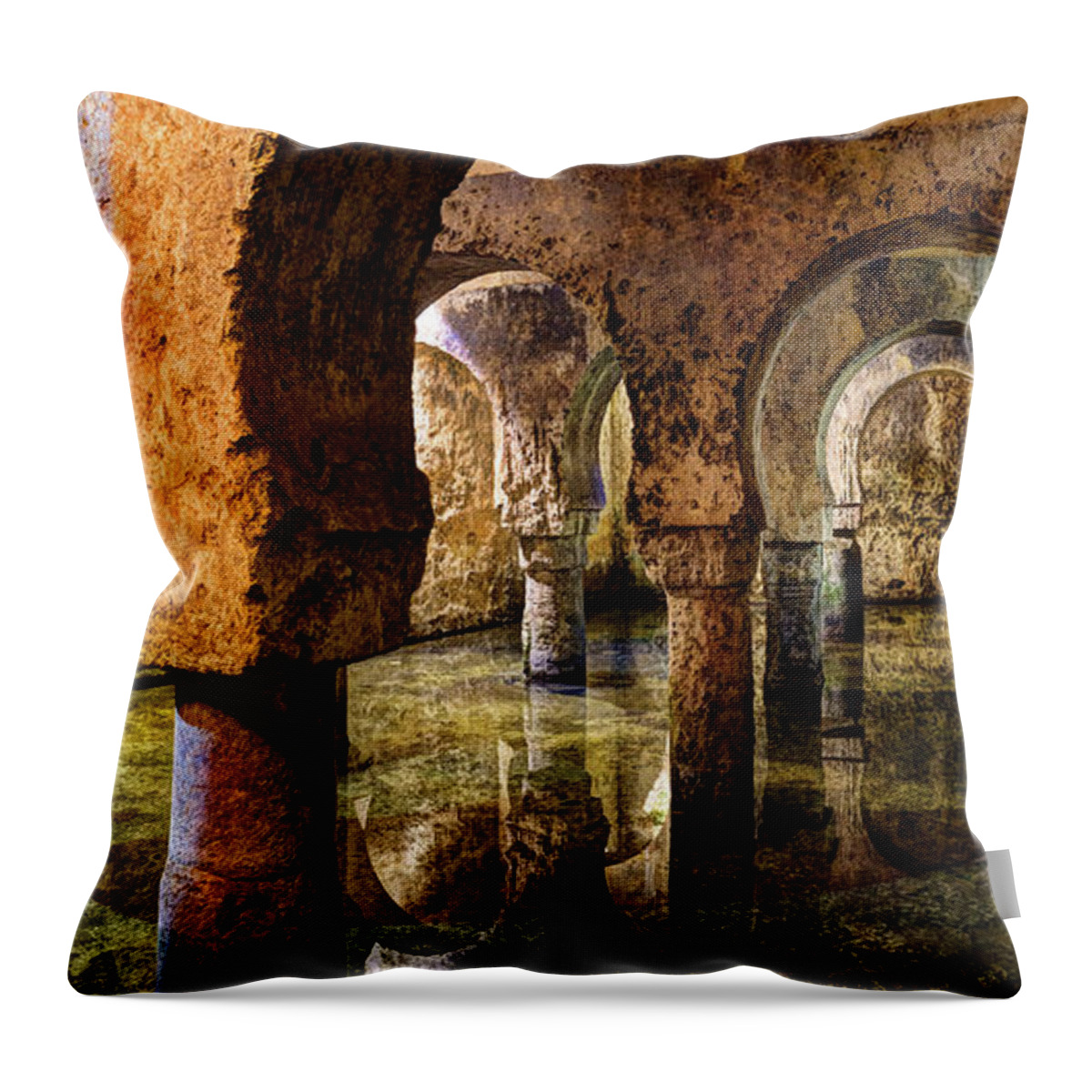 Cistern Throw Pillow featuring the photograph Medieval Cistern in Caceres 02 by Weston Westmoreland