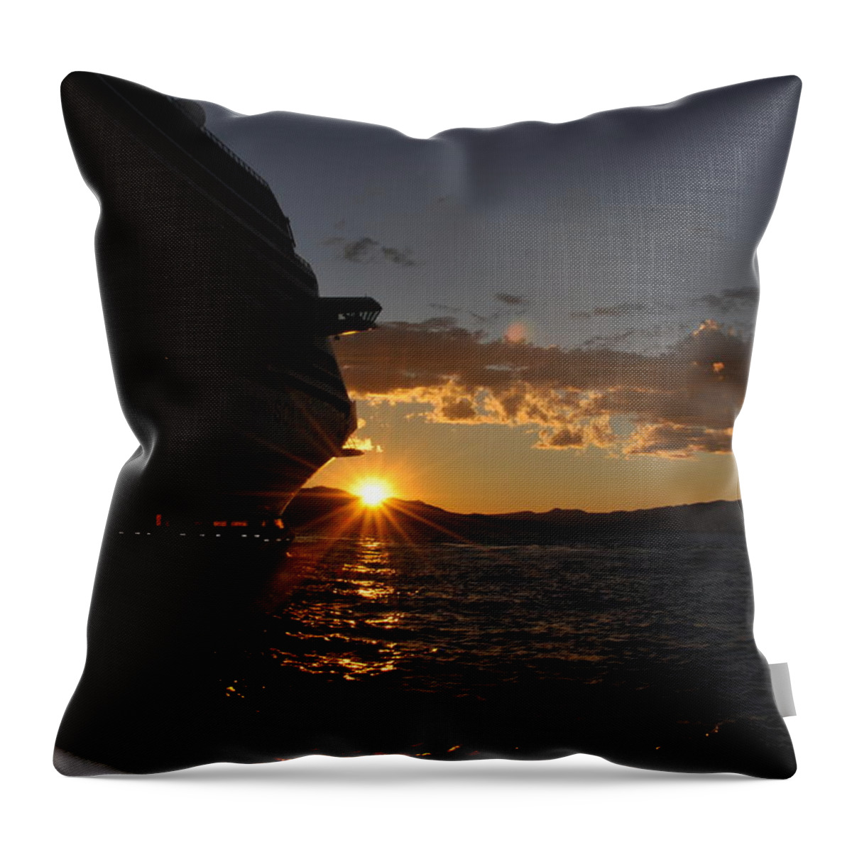 #celebrity Cruise Line Throw Pillow featuring the photograph Mediterranean Sunset by Cornelia DeDona