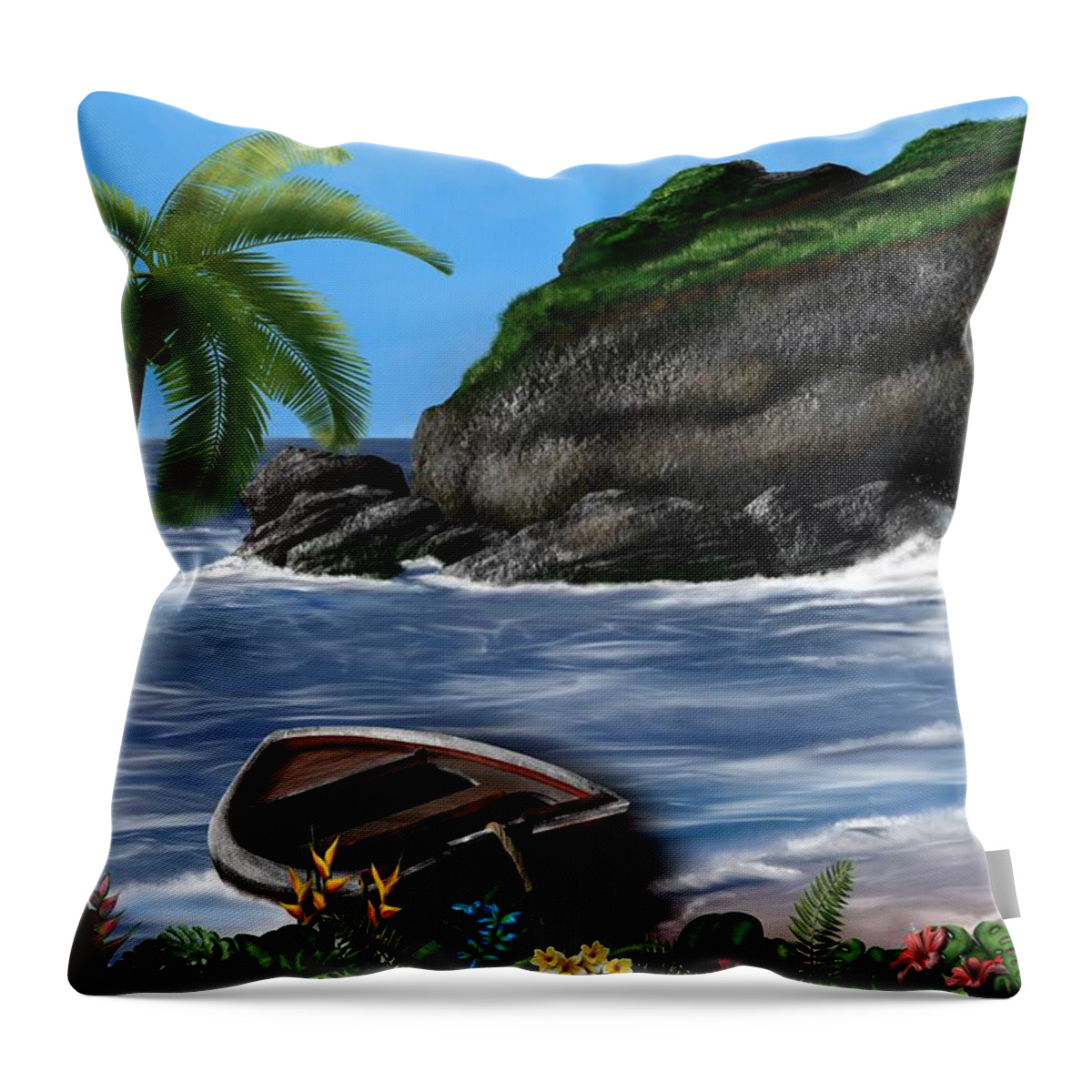 “meet Me At The Beach” Throw Pillow featuring the digital art Meet me at the beach by Mark Taylor