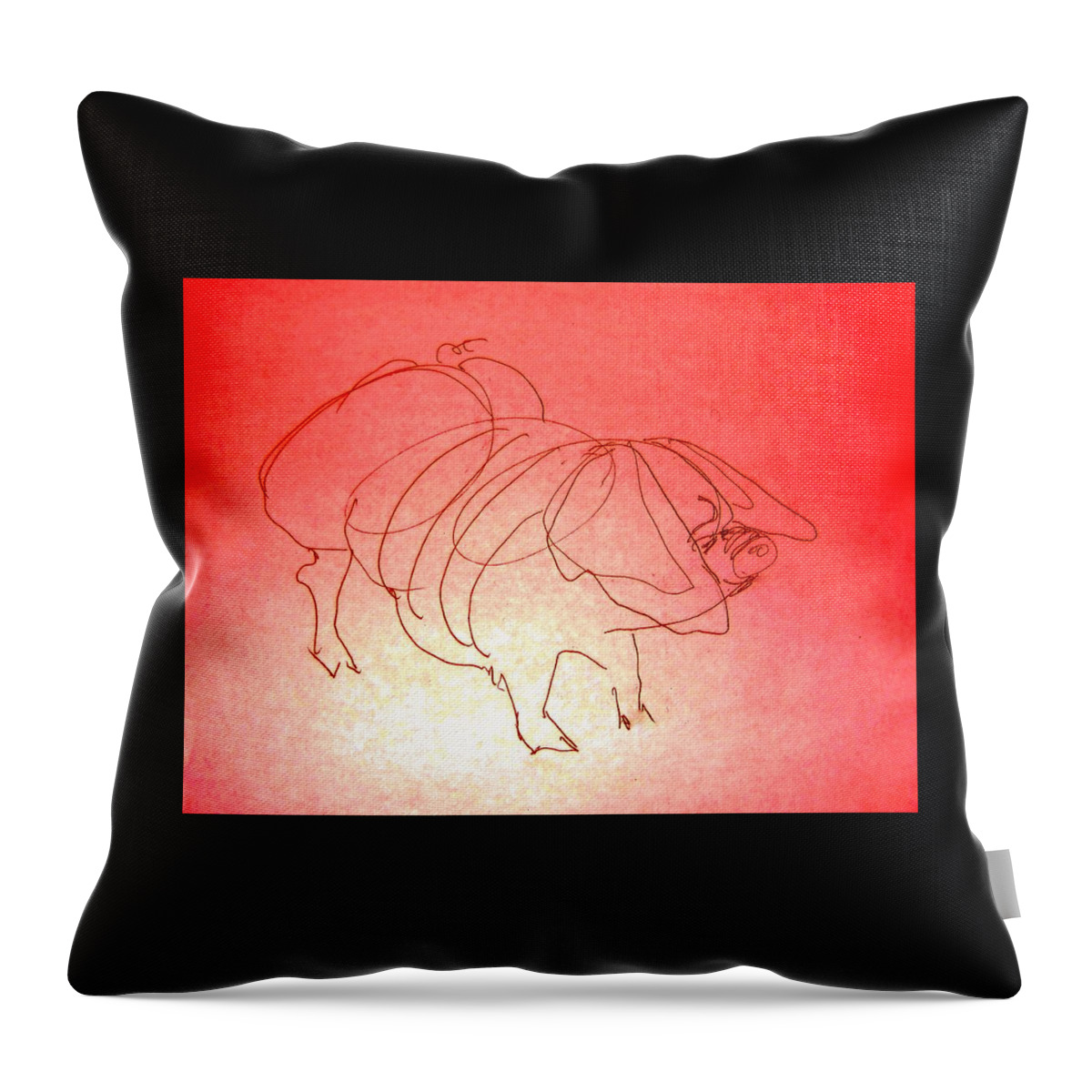 Pig Throw Pillow featuring the drawing Meishan Sow 3 by Larry Campbell