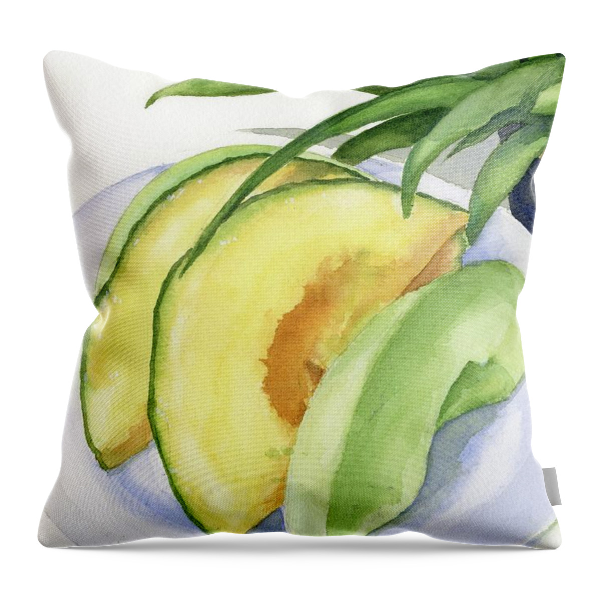 Melon Throw Pillow featuring the painting Melon Color Baby by Marsha Elliott