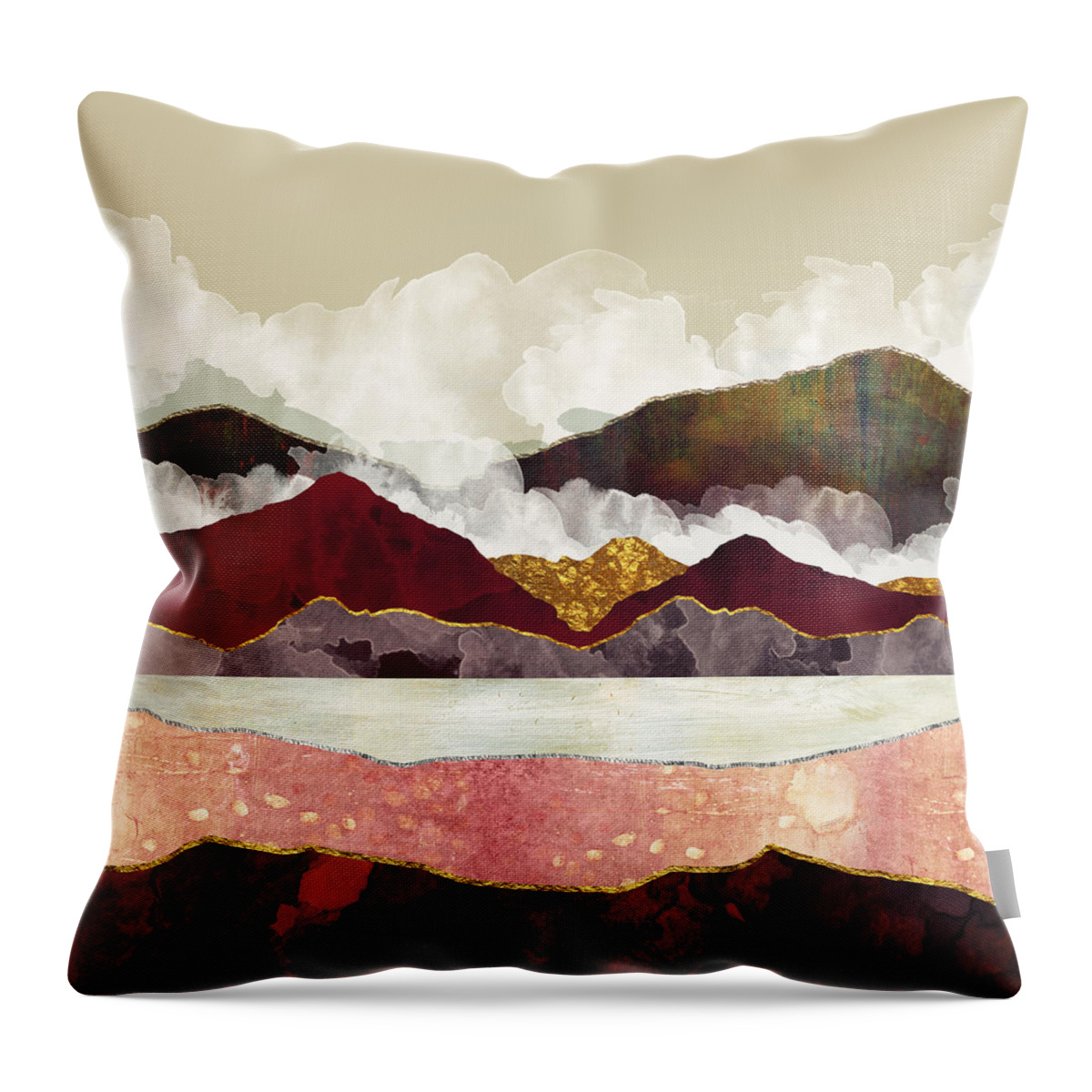 Mountains Throw Pillow featuring the digital art Melon Mountains by Katherine Smit