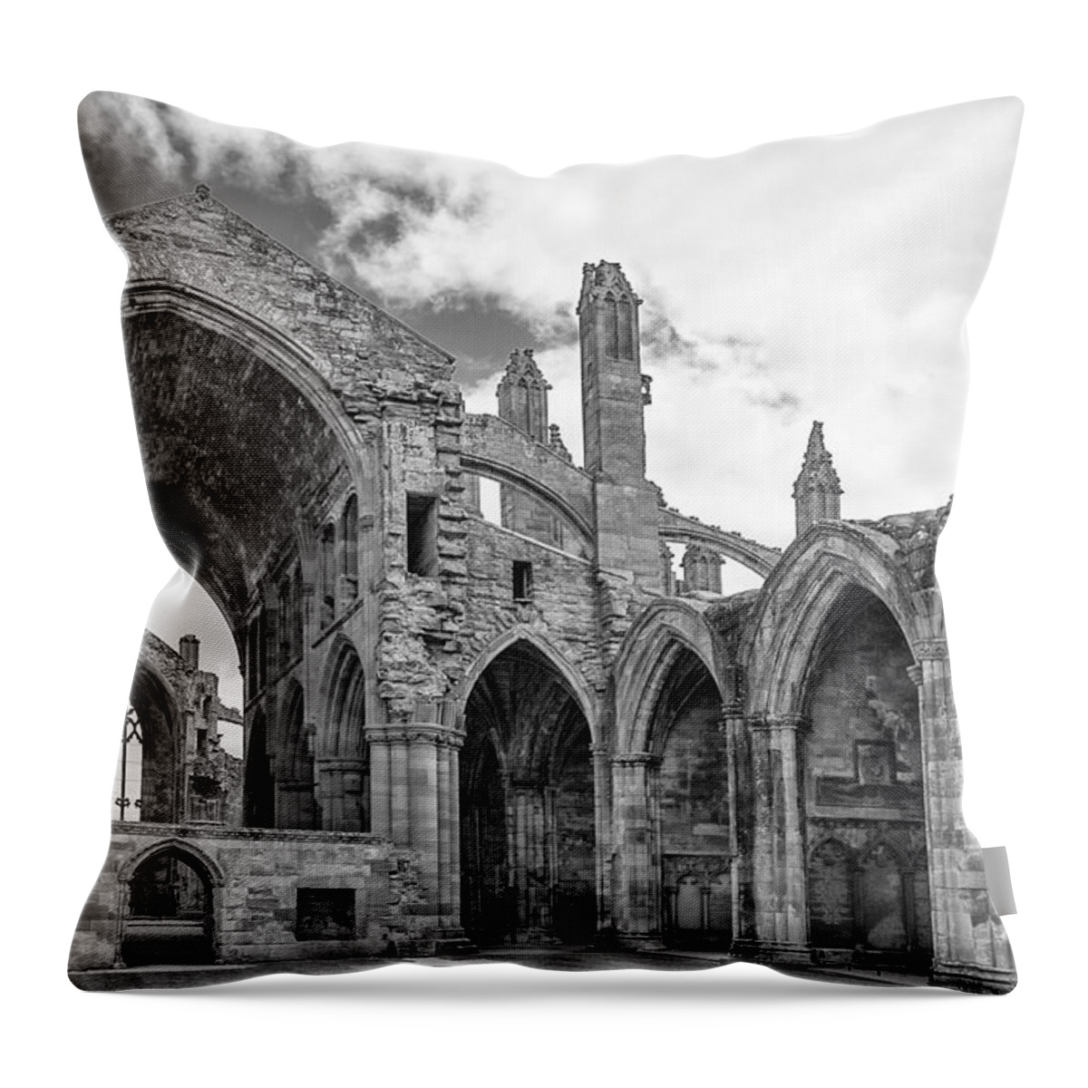 Abandoned Abbey Throw Pillow featuring the photograph Melrose Abbey by Elvira Butler