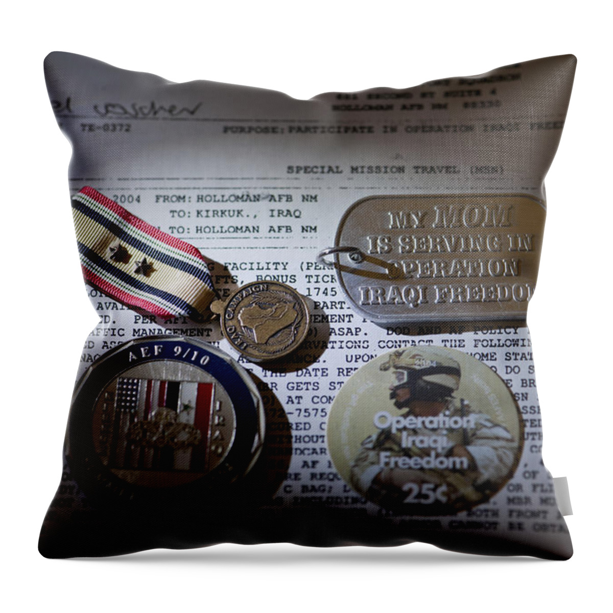 Operation Iraqi Freedom Throw Pillow featuring the photograph Memories of a Past Life by Melany Sarafis