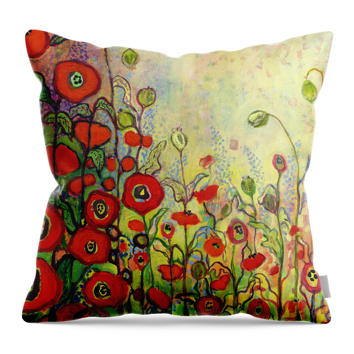 Poppy Throw Pillow featuring the painting Memories of Grandmother's Garden by Jennifer Lommers