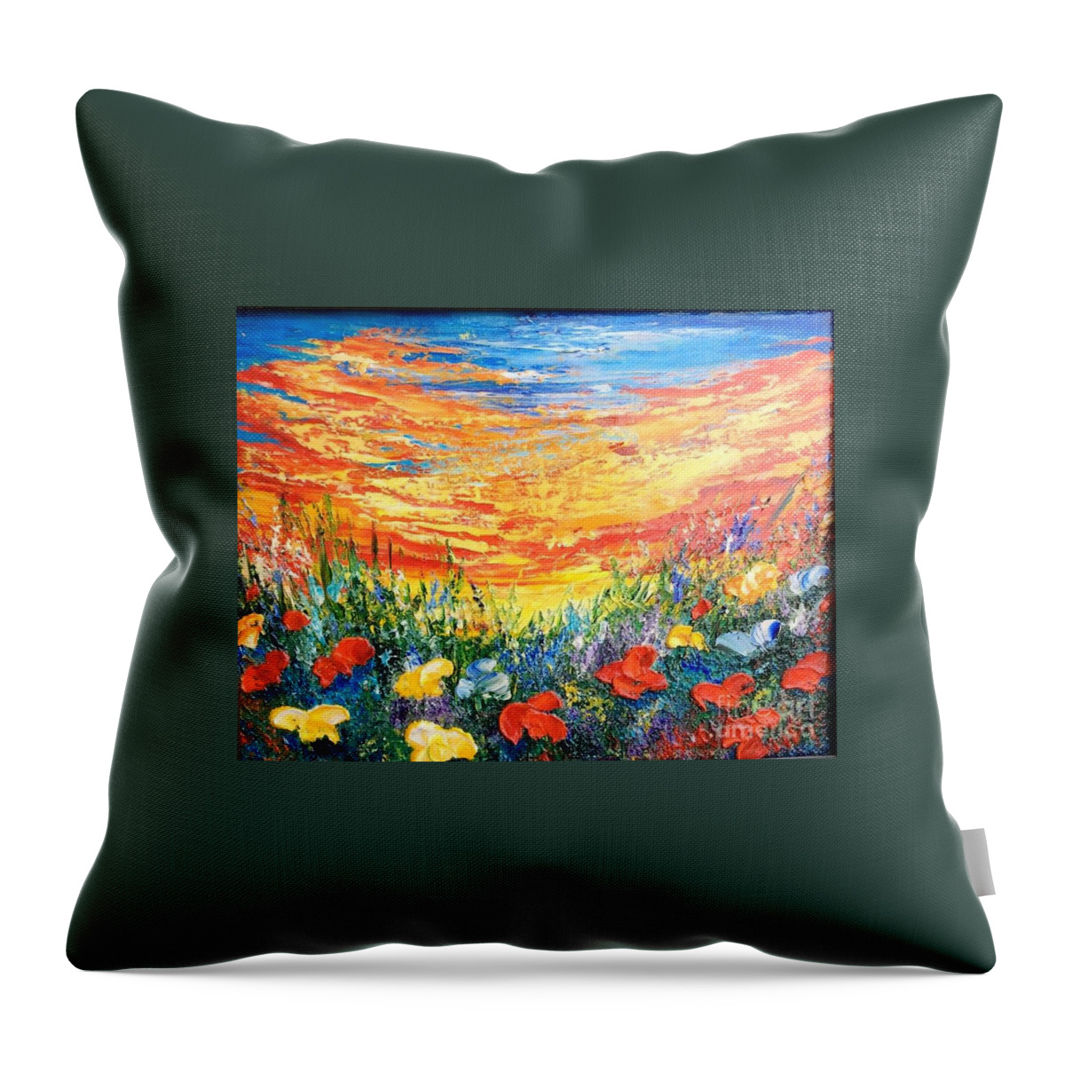 Poppies Throw Pillow featuring the painting Memories by Teresa Wegrzyn