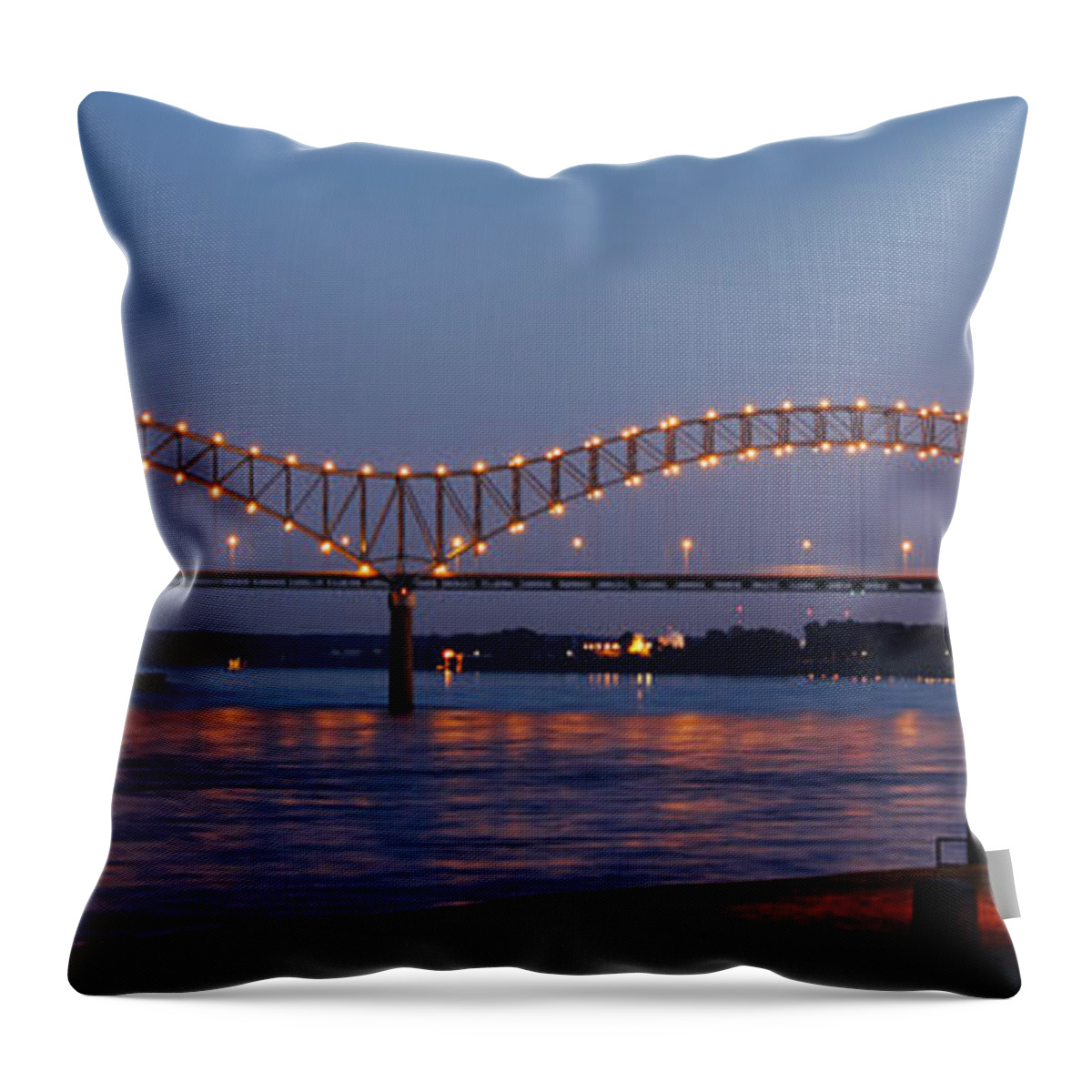 I-40 Bridge Throw Pillow featuring the photograph Memphis - I-40 Bridge Over the Mississippi 2 by Barry Jones